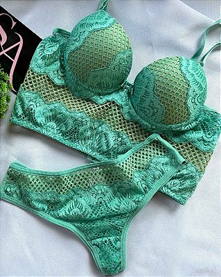 Conjunto Lingerie Ivy Cropped Verde