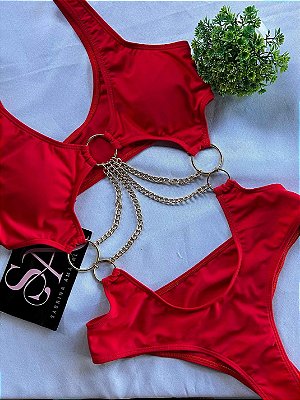 Maiô Gringa Vermelho Correntes