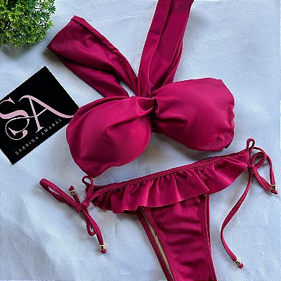 Conjunto Biquíni Babado vinho