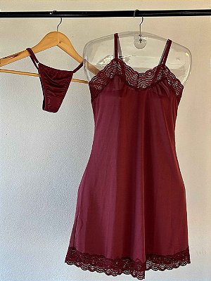 Camisola Paixão com Calcinha Vinho