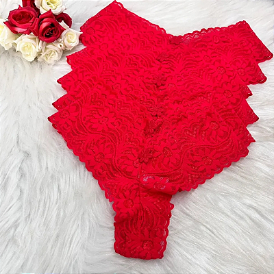 Rosa Erótica Calcinha Mini Caleçon rendada vermelha