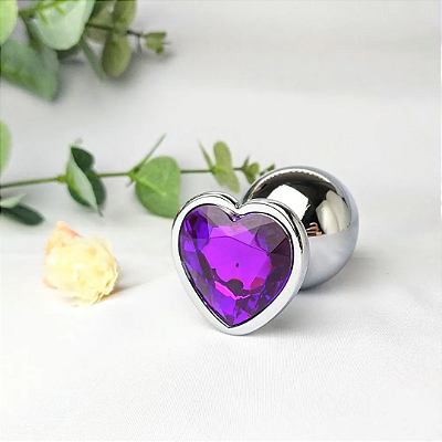 Plug Anal em Formato de Coração Roxo P