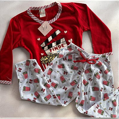 Pijama de inverno infantil Estampado- Pipoca