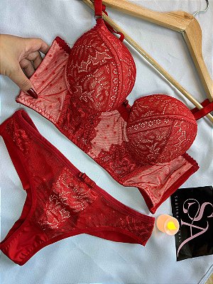 Conjunto Lingerie Vermelho Rebeca