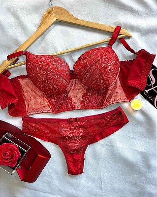 Conjunto Lingerie Vermelho Rebeca