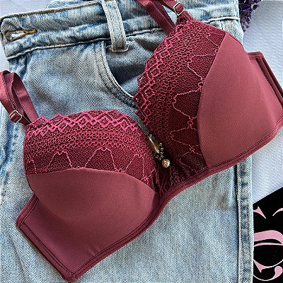 Sutiã com bojo Vinho em renda Luxo