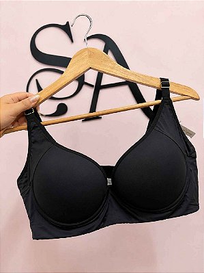 Sutiã Avulso Reforçado Liso Plus Size com Alças largas Confort Preto