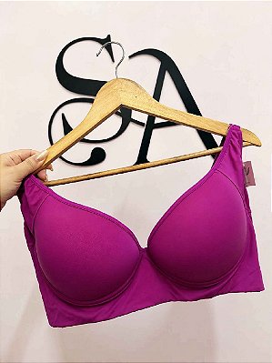 Sutiã Avulso Reforçado Liso Plus Size com Alças largas Confort Roxo