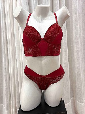 Conjunto Lingerie Daniella Cropped Reforçado com base de espuma e calcinha fio duplo