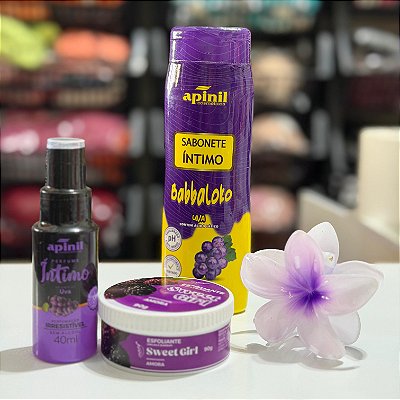 Kit Ritual do amor próprio Sabonete íntimo+ Esfoliante Virilha e Bumbum+Perfume íntimo+Presilha Flor