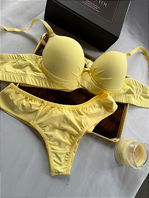 Conjunto Lingerie Elegance Comfry Amarelo