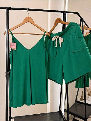 Pijama de Verão Feminino Thais Alcinha Viscolycra Verde