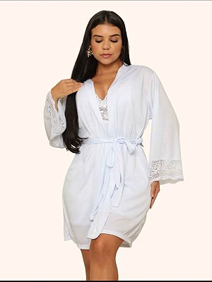 Robe Manga Longa Branco com renda