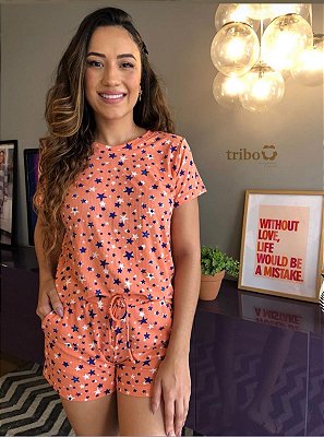Pijama de verão Estampado Estrelas