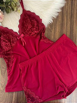 Baby Doll Denise Vermelho Luxo