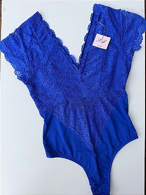Body Amanda em renda Azul sem bojo