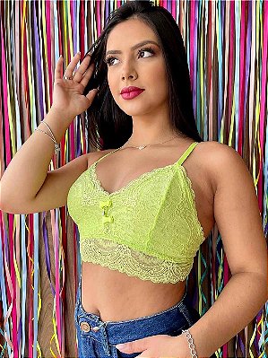 Conjunto Lingerie Desejada em Renda Verde Neon