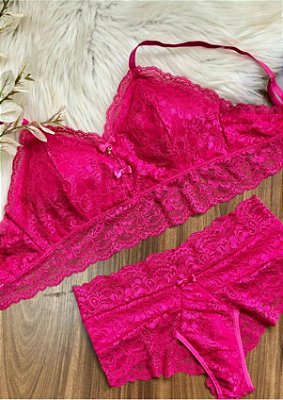 Conjunto Lingerie Desejada em Renda Pink