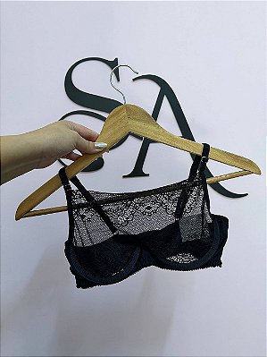 Sutiã Aro em Renda Floral Transparente Sexy Preto