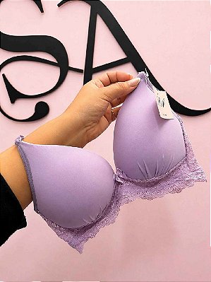Sutiã Avulso Conforto Bojo Macio sem Aro com Renda Lilas
