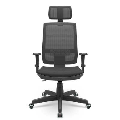 Cadeira Presidente Brizza Tela Back System Assento Crepe com Braço 3d