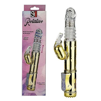 VIBRADOR ROTATIVO VAI E VEM COM ESTIMULADOR COELHO E 38 MODOS