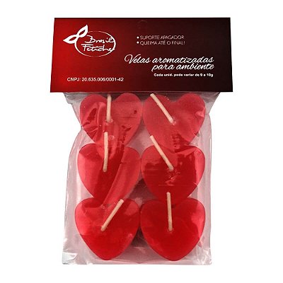 VELA DECORATIVA AROMATIZADA EM FORMATO DE CORAÇÃO