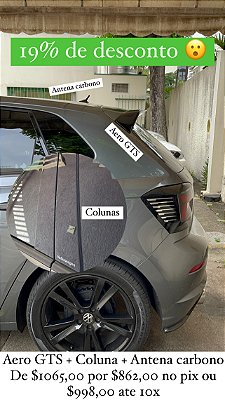 Kit VW Polo Com Aerofólio GTS + Coluna + Antena Carbono