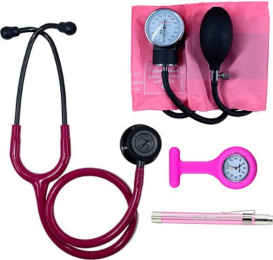 Kit HotPink com Estetoscópio Littmann e Aparelho de pressão Premium