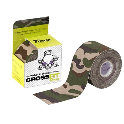 Bandagem Adesiva Funcional TMAX CrossTape 5 m x 5 cm Verde Camuflado