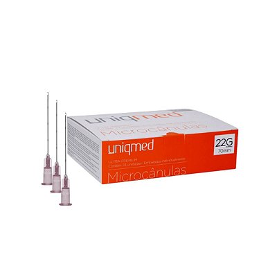 Microcânulas 22gx70mm Uniqmed com 24 unidades