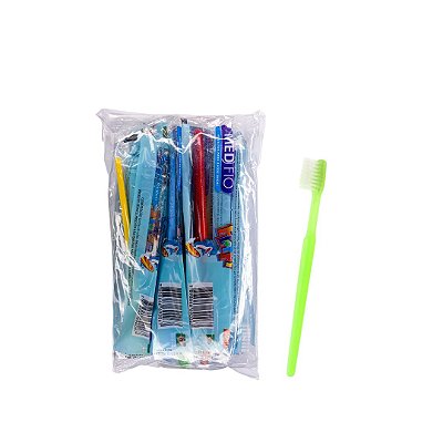 Kit com 10 Escovas Dentais Macia Infantil Sortidas - MEDFIO