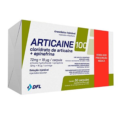 Anestésico Articaina 4% Com Epinefrina 1:100.000 Caixa com 50 tubetes de Vidro - DFL