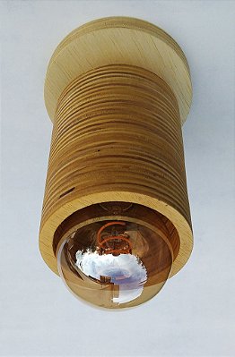 Luminária Plafon Artesanal Madeira Redondo Médio