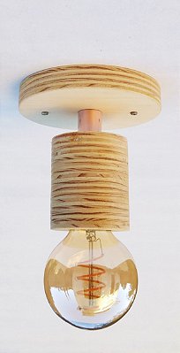 Luminária Plafon Artesanal Madeira Redondo Mini