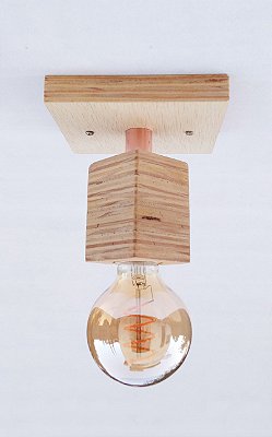 Luminária Plafon Artesanal Madeira Quadrado Mini