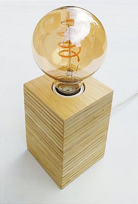 Luminária De Mesa Quadrada Madeira Abajur minimalista