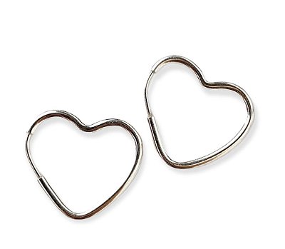 Brinco Argola Coração - Prata 925