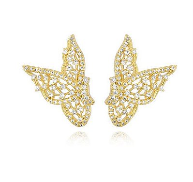 Brinco Borboleta Cravejado