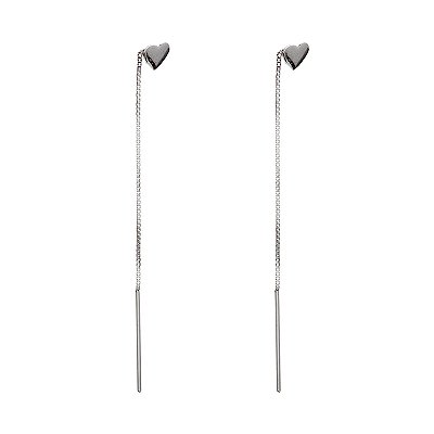 Brinco Corrente Coração - Prata 925