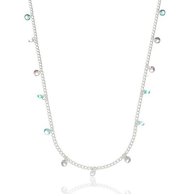 Colar c/ Zircônias Coloridas - Prata 925