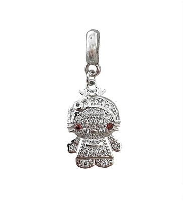 Berloque Gatinha Ródio Branco