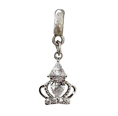 Berloque Coroa Ródio Branco