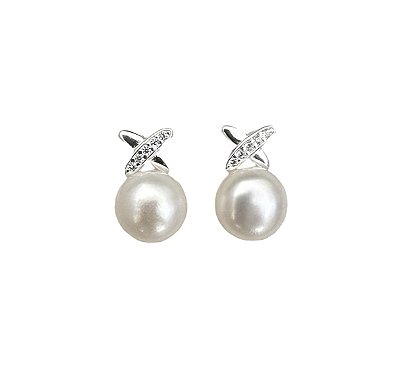 Brinco Pérola Cravejado - Prata 925