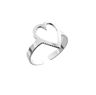 Anel Coração Ajustável - Prata 925