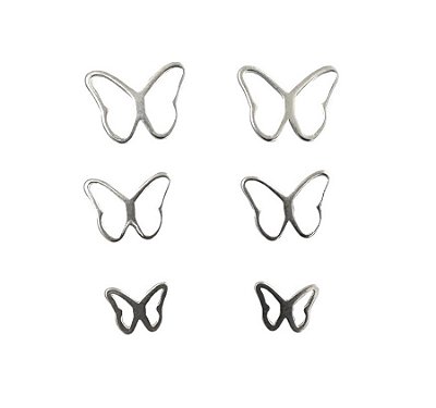 Brinco Trio Borboleta - Prata 925
