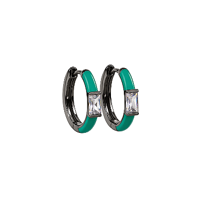Brinco Argola Zircônia Quadrada Ródio Negro