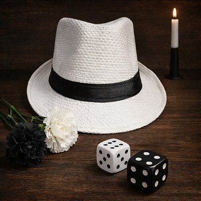 Chapéu Malandro Branco Fita Preta