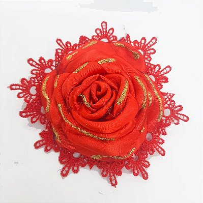 Rosa para Cabelo - Super luxo - Vermelha