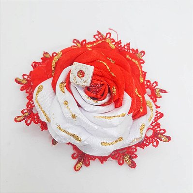 Rosa para Cabelo - Super luxo - Vermelha e Branca